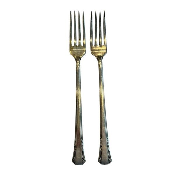 1881 Rogers Del Mar Vintage Silverplate Oneida Silver Grille Fork 2 Pcs 2416 - Picture 1 of 5
